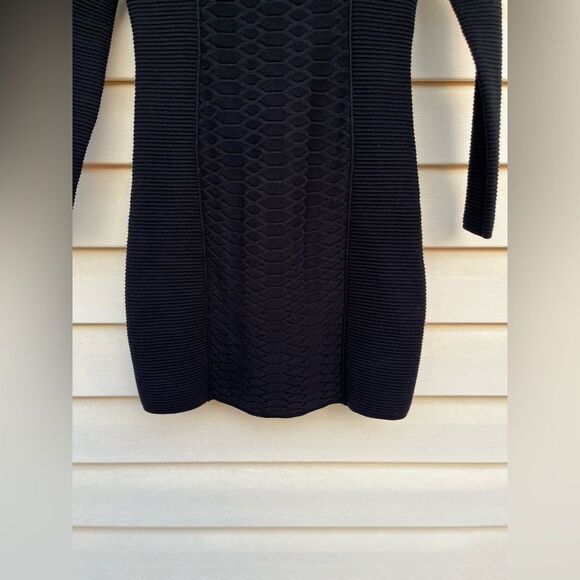 Sandro high end black knee length long sleeve knitted dress, front decor, size1 - Picture 7 of 10